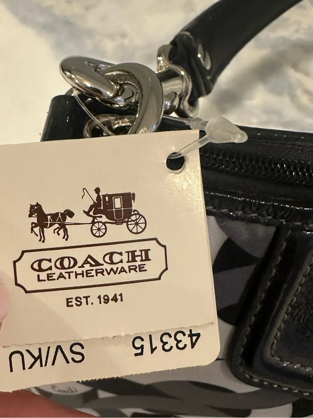 New Coach Madison Black & Gray Chainlink/Optic C Pattern Mini Shoulder Bag